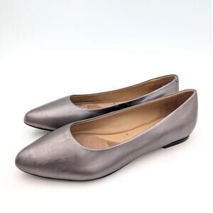 Trotters Signature Dressy Comfort Ballet Flats Silver Women's Size US8N EU39